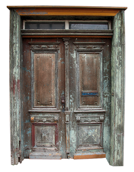 old style wooden double entry door